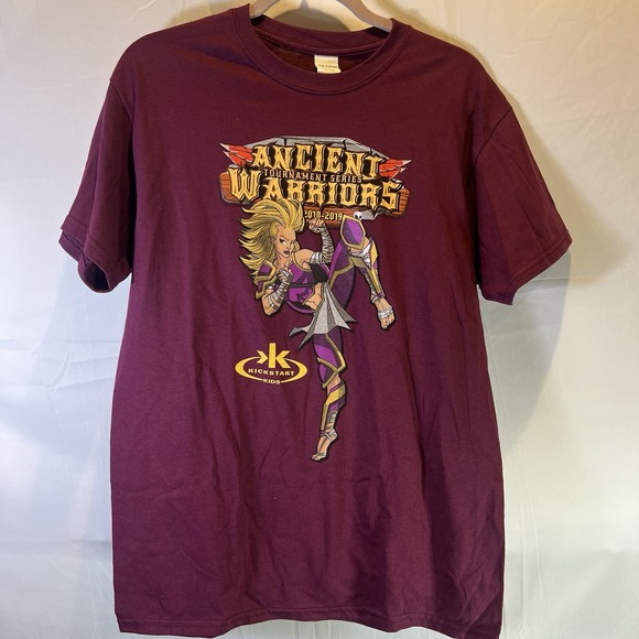 New Kickstart Kids TShirt Size‎ Medium Karate Ancient Warriors 2019 Maroon - Picture 1 of 4